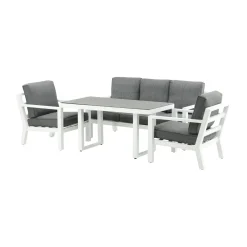 Clearance Venture Home Sohvaryhmä Barcelona, 3-istuttava sohva ja 2 nojatuolia, harmaa/valkoinen