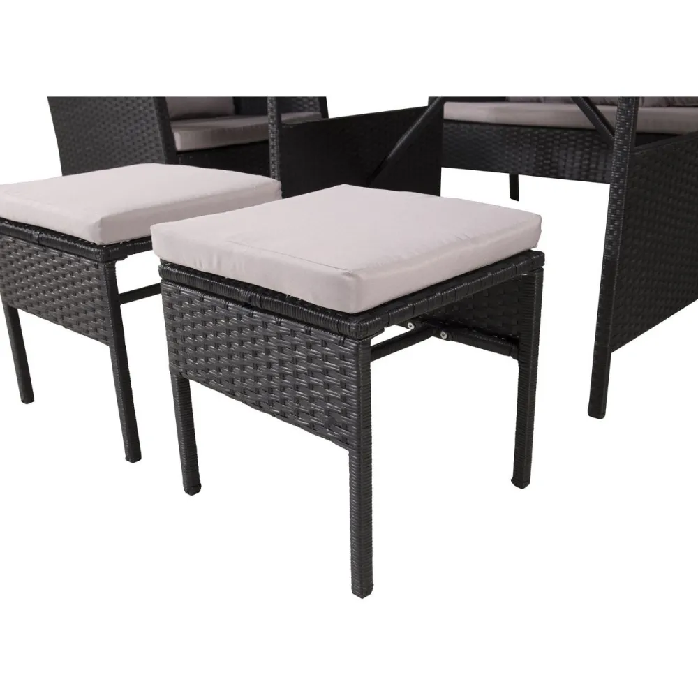 Clearance Venture Home Sohvaryhmä Knock, 3-istuttava sohva + 2 lepotuolia + 2 rahia + ruokapöytä, harmaa/musta