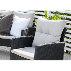Clearance Venture Home Sohvaryhmä Knock, 3-istuttava sohva + 2 lepotuolia + 2 rahia + ruokapöytä, harmaa/musta