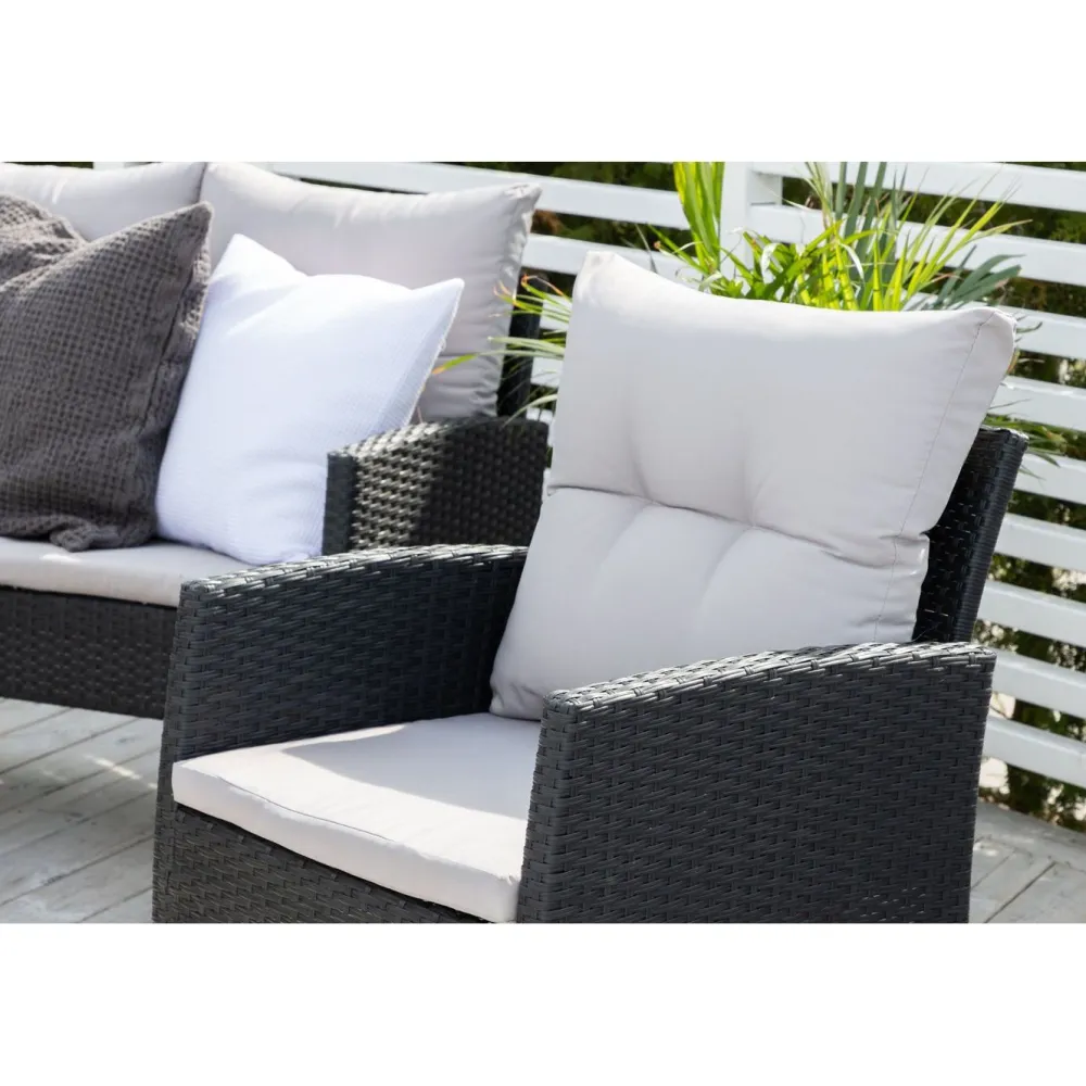 Clearance Venture Home Sohvaryhmä Knock, 3-istuttava sohva + 2 lepotuolia + 2 rahia + ruokapöytä, harmaa/musta