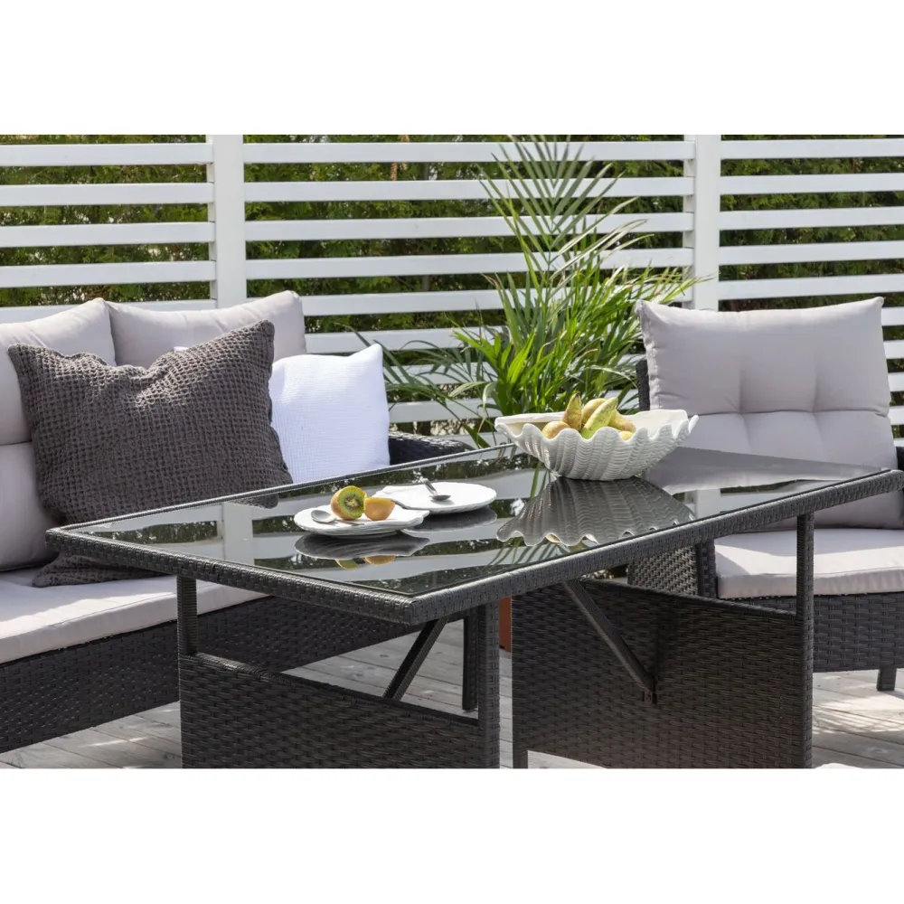 Clearance Venture Home Sohvaryhmä Knock, 3-istuttava sohva + 2 lepotuolia + 2 rahia + ruokapöytä, harmaa/musta