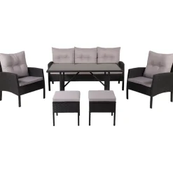 Clearance Venture Home Sohvaryhmä Knock, 3-istuttava sohva + 2 lepotuolia + 2 rahia + ruokapöytä, harmaa/musta