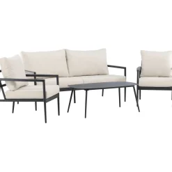 Clearance Venture Home Sohvaryhmä Taromina, 2-istuttava sohva + 2 lepotuolia + sohvapöytä, musta/beige