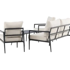 Clearance Venture Home Sohvaryhmä Taromina, 2-istuttava sohva + 2 lepotuolia + sohvapöytä, musta/beige