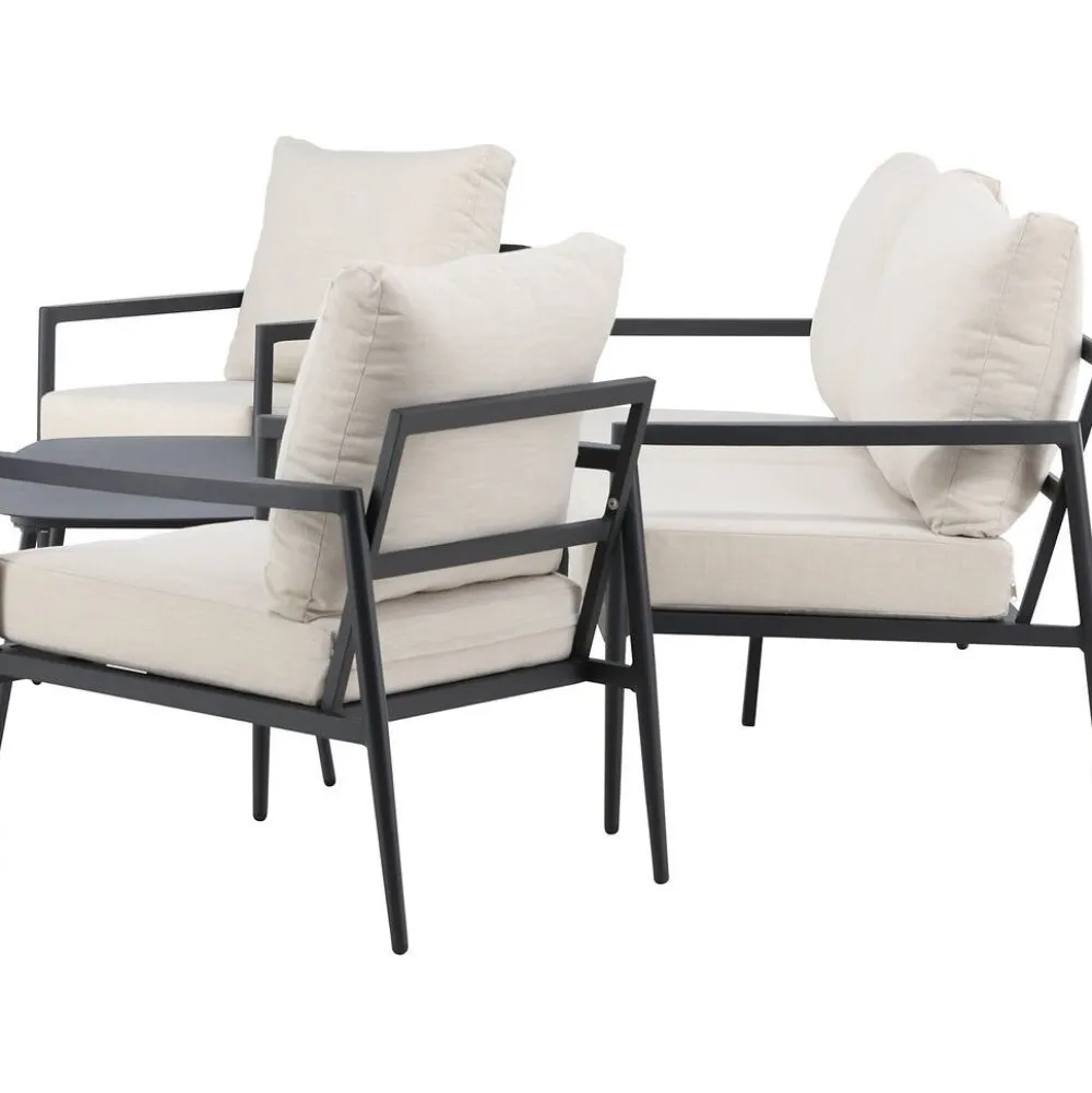 Clearance Venture Home Sohvaryhmä Taromina, 2-istuttava sohva + 2 lepotuolia + sohvapöytä, musta/beige