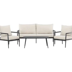 Clearance Venture Home Sohvaryhmä Taromina, 2-istuttava sohva + 2 lepotuolia + sohvapöytä, musta/beige