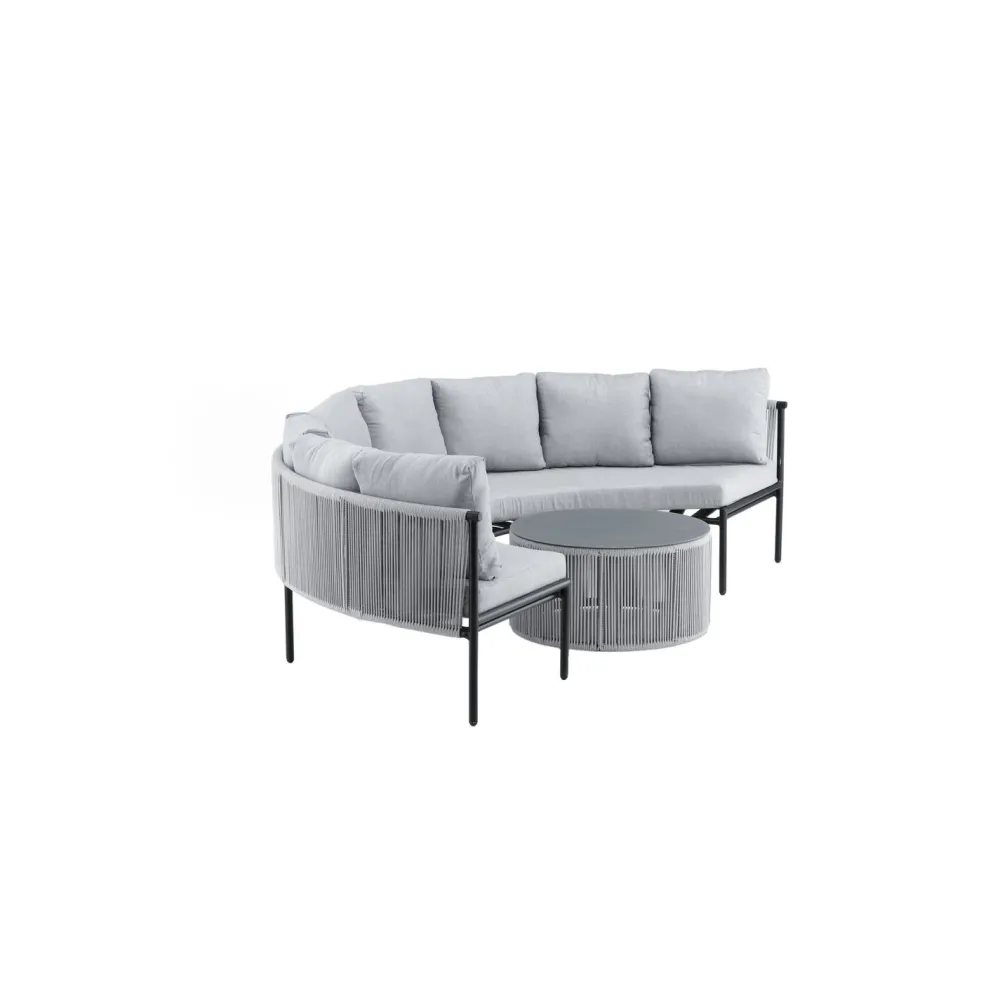 Online Venture Home Sohvaryhmä Virya, kulmasohva + sohvapöytä, musta/harmaa