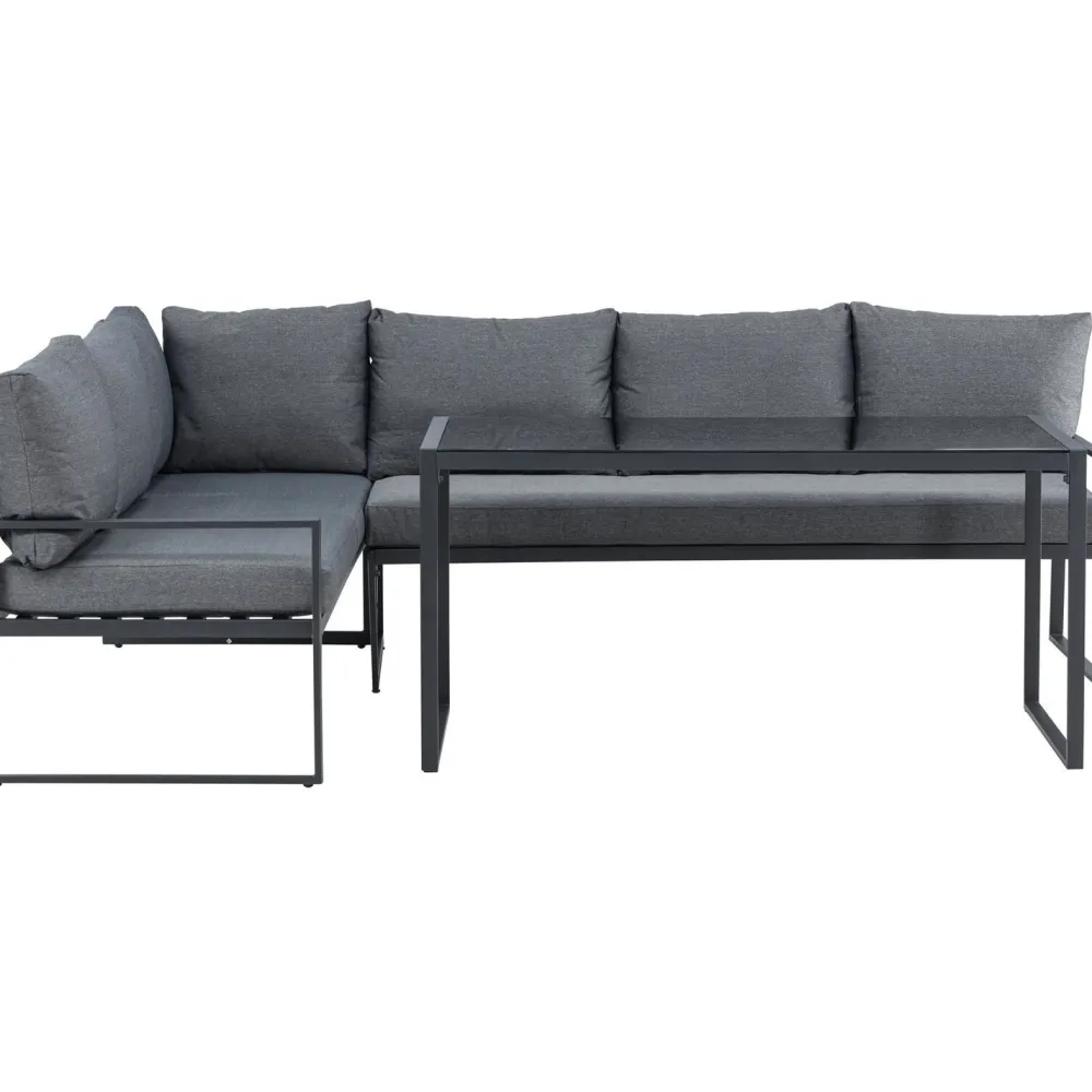Venture Home Sohvaryhmä Zingaro, 5-istuttava kulmasohva + sohvapöytä, musta/harmaa