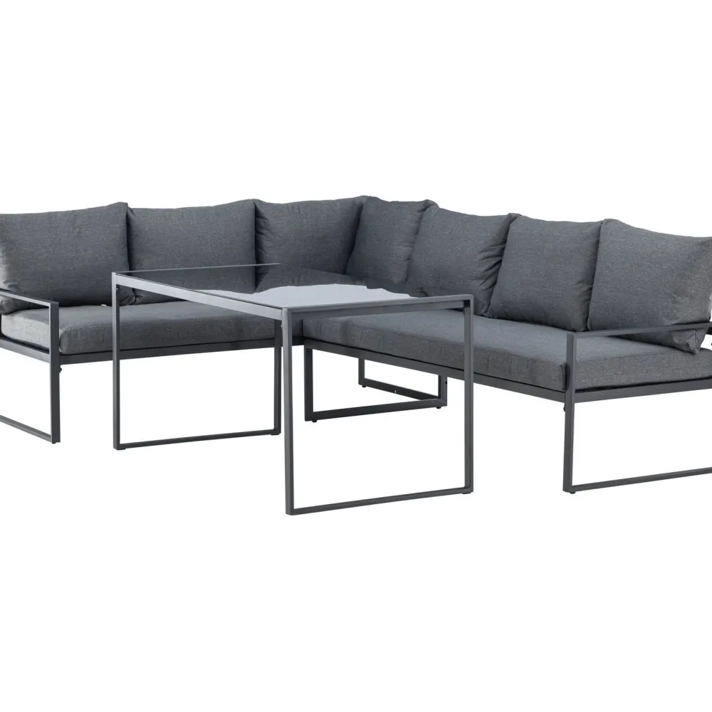 Venture Home Sohvaryhmä Zingaro, 5-istuttava kulmasohva + sohvapöytä, musta/harmaa