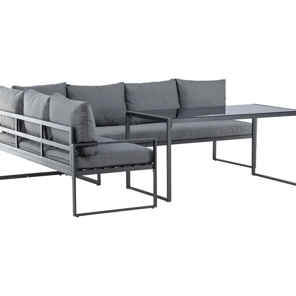 Venture Home Sohvaryhmä Zingaro, 5-istuttava kulmasohva + sohvapöytä, musta/harmaa