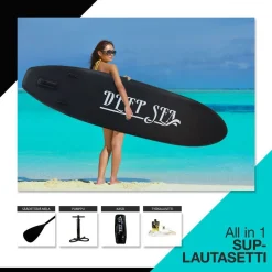 Online Deep Sea SUP-lautasetti Pro ilmatäytteinen 300 cm 15 PSI musta