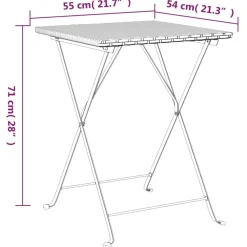 Best FinePRICE Taitettava bistropöytä ruskea 55x54x71 cm polyrottinki
