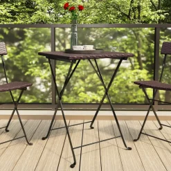 Best FinePRICE Taitettava bistropöytä ruskea 55x54x71 cm polyrottinki