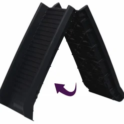 FinePRICE Taitettava koiran ramppi musta 155,5x40x15,5 cm