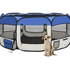 New FinePRICE Taitettava koirien pentuaitaus kantolaukulla 145x145x61 cm