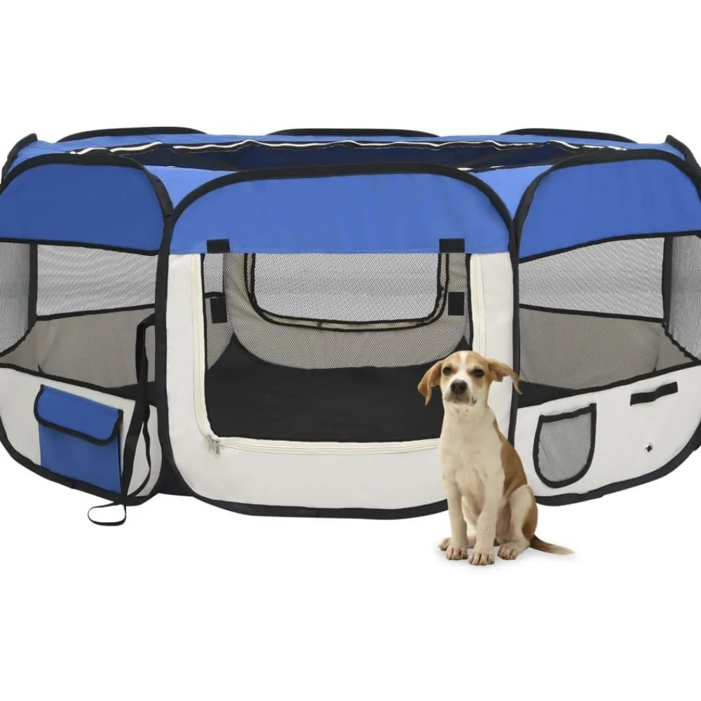 New FinePRICE Taitettava koirien pentuaitaus kantolaukulla 145x145x61 cm