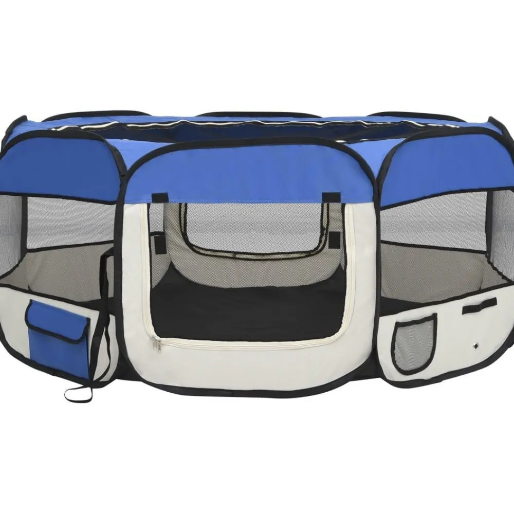 New FinePRICE Taitettava koirien pentuaitaus kantolaukulla 145x145x61 cm