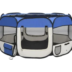 Outlet FinePRICE Taitettava koirien pentuaitaus kantolaukulla 125x125x61cm