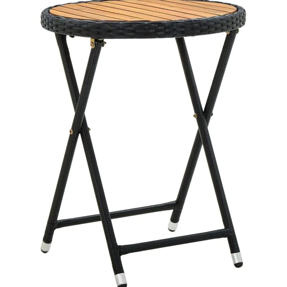 Online FinePRICE Teepöytä harmaa 60 cm polyrottinki ja, akaasiapuu