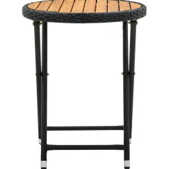 Online FinePRICE Teepöytä harmaa 60 cm polyrottinki ja, akaasiapuu