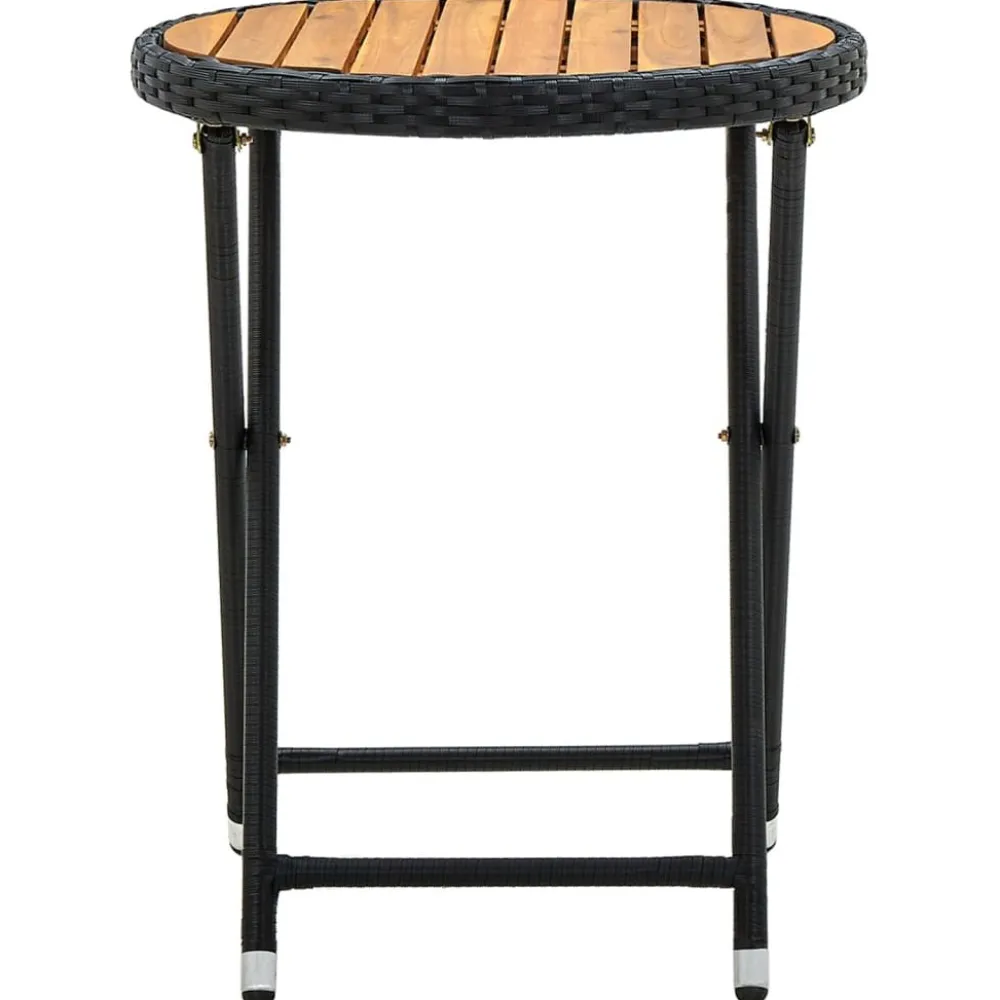 Online FinePRICE Teepöytä harmaa 60 cm polyrottinki ja, akaasiapuu