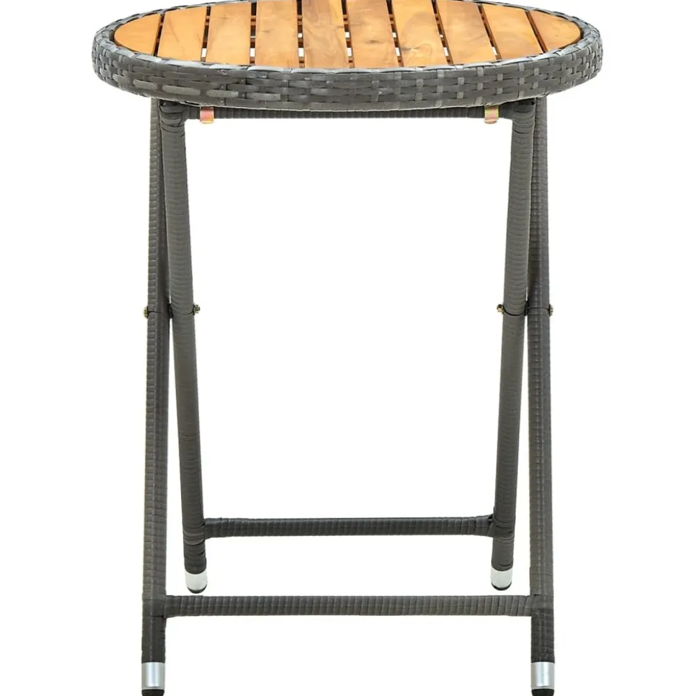 Online FinePRICE Teepöytä harmaa 60 cm polyrottinki ja, akaasiapuu