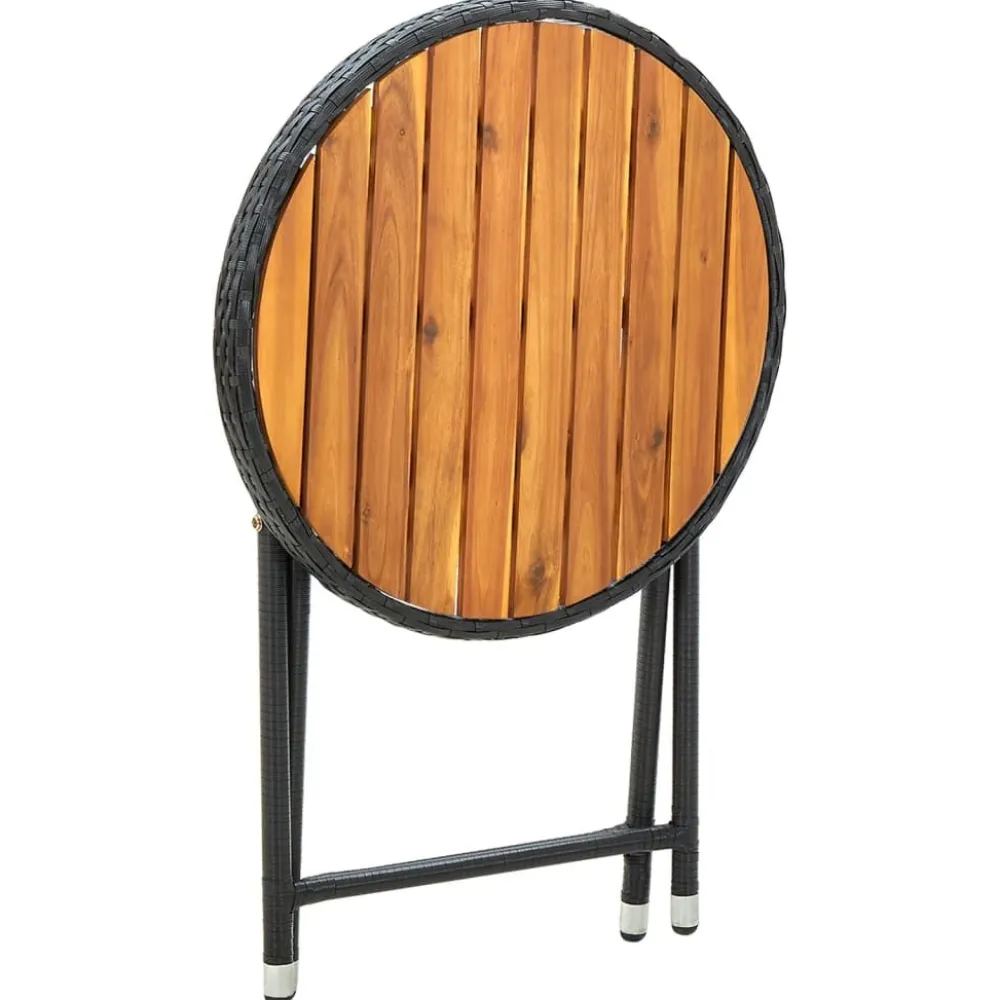 Online FinePRICE Teepöytä harmaa 60 cm polyrottinki ja, akaasiapuu