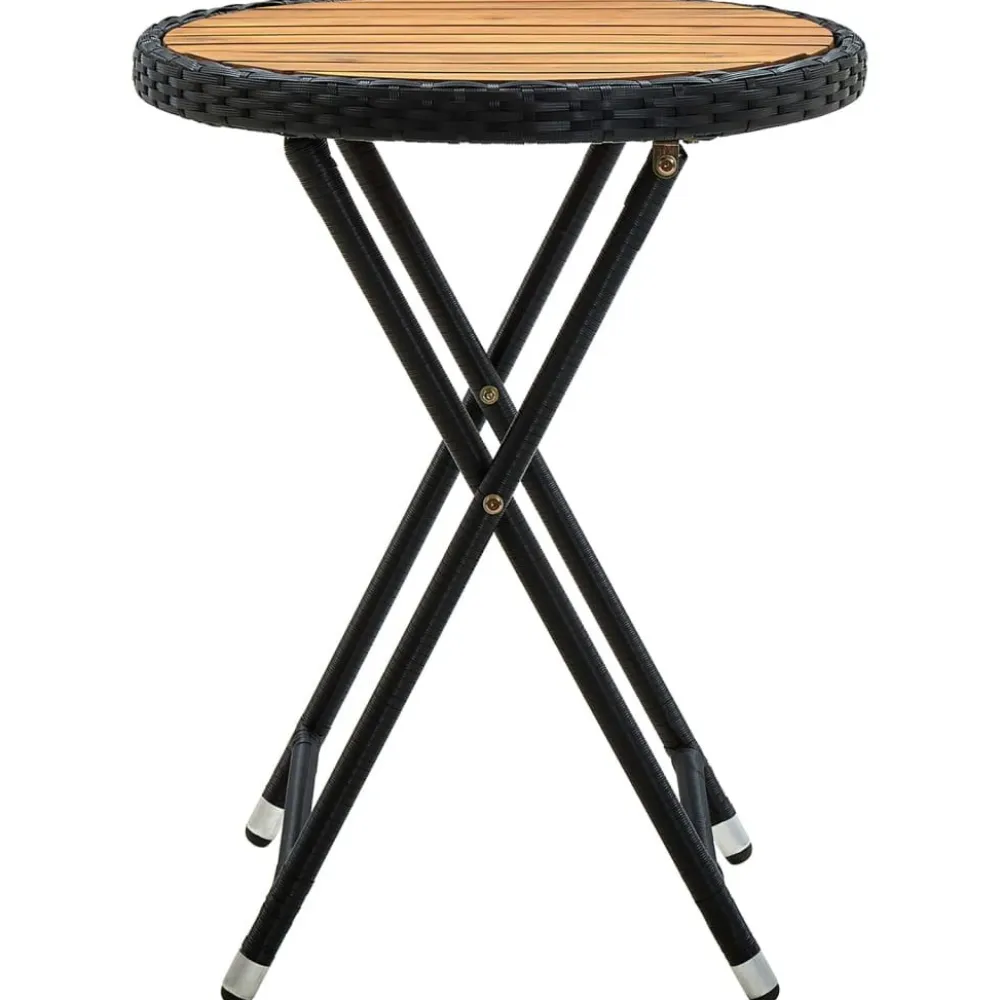 Online FinePRICE Teepöytä harmaa 60 cm polyrottinki ja, akaasiapuu