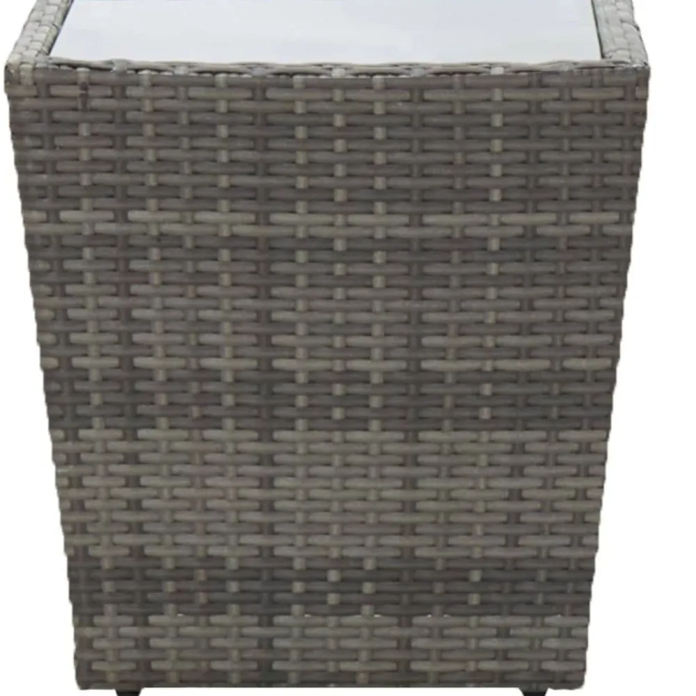 Hot FinePRICE Teepöytä 41.5x41.5x43 cm harmaa polyrottinki ja karkaistu lasi