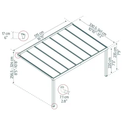 Discount Palram-Canopia Terassikatos Stockholm Premium, 3.4x5.2m, harmaa/kirkas