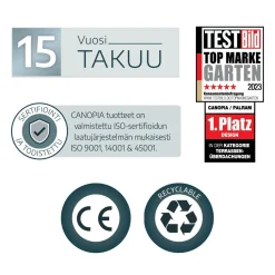 Palram-Canopia Terassikatos Stockholm Premium, harmaa/kirkas, eri kokoja