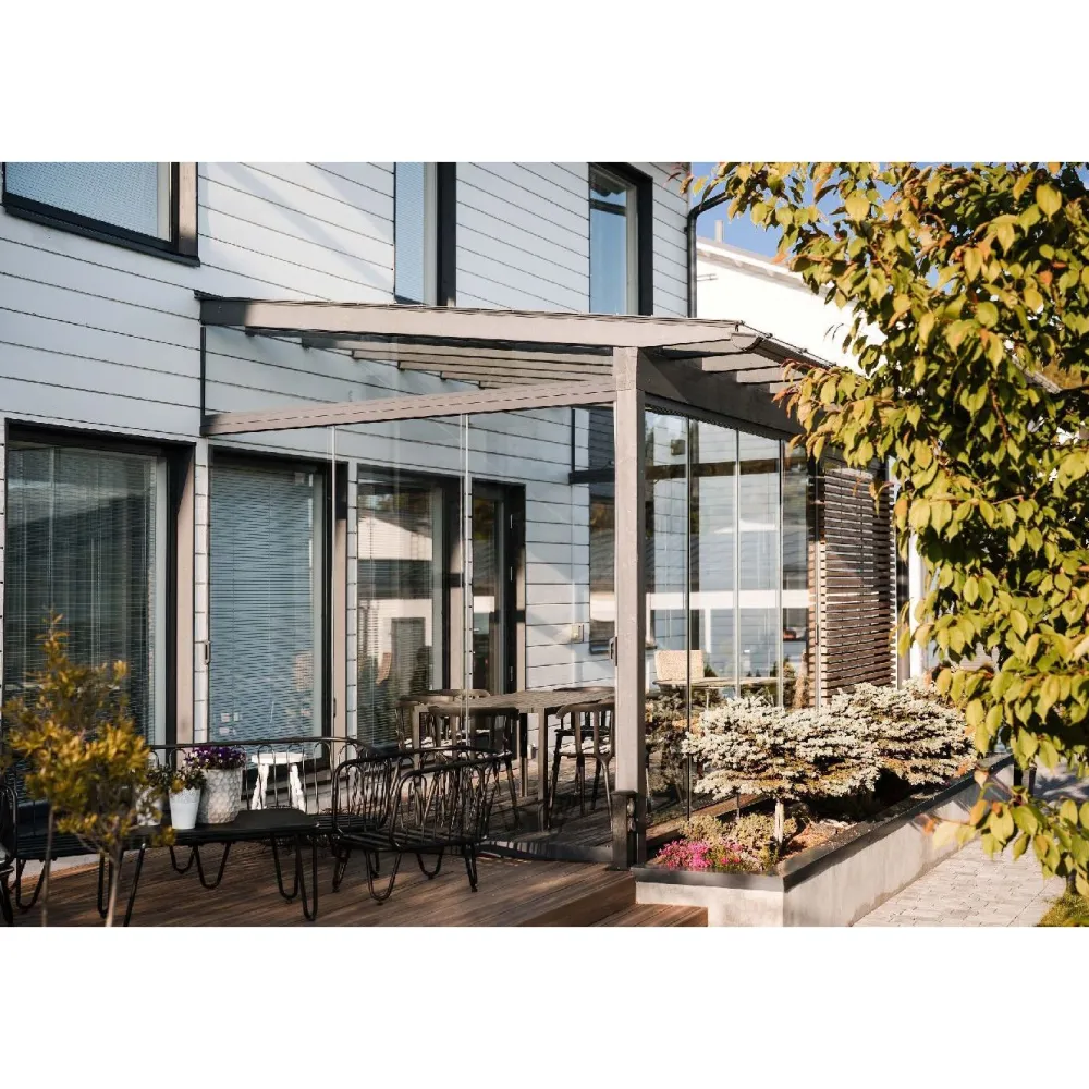 Hot Vivalon Terassilasitus Avara, puitteeton 5-osainen, 2500-5930mm leveään aukkoon, harmaa lasi
