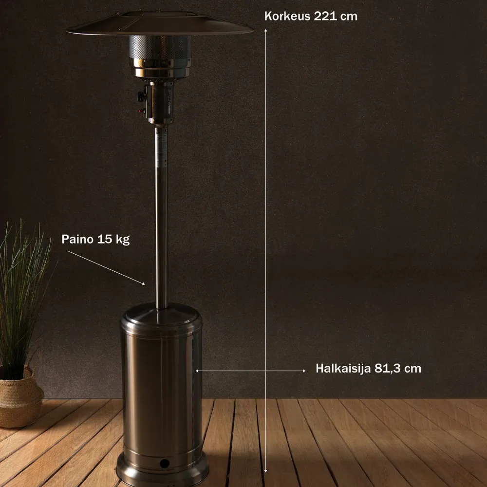 Best Fornorth Terassilämmitin Cylinder, 13kW kaasukäyttöinen, rosteri