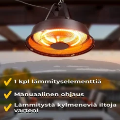 New Fornorth Terassilämmitin kattoon 1500W, musta