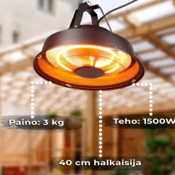 New Fornorth Terassilämmitin kattoon 1500W, musta