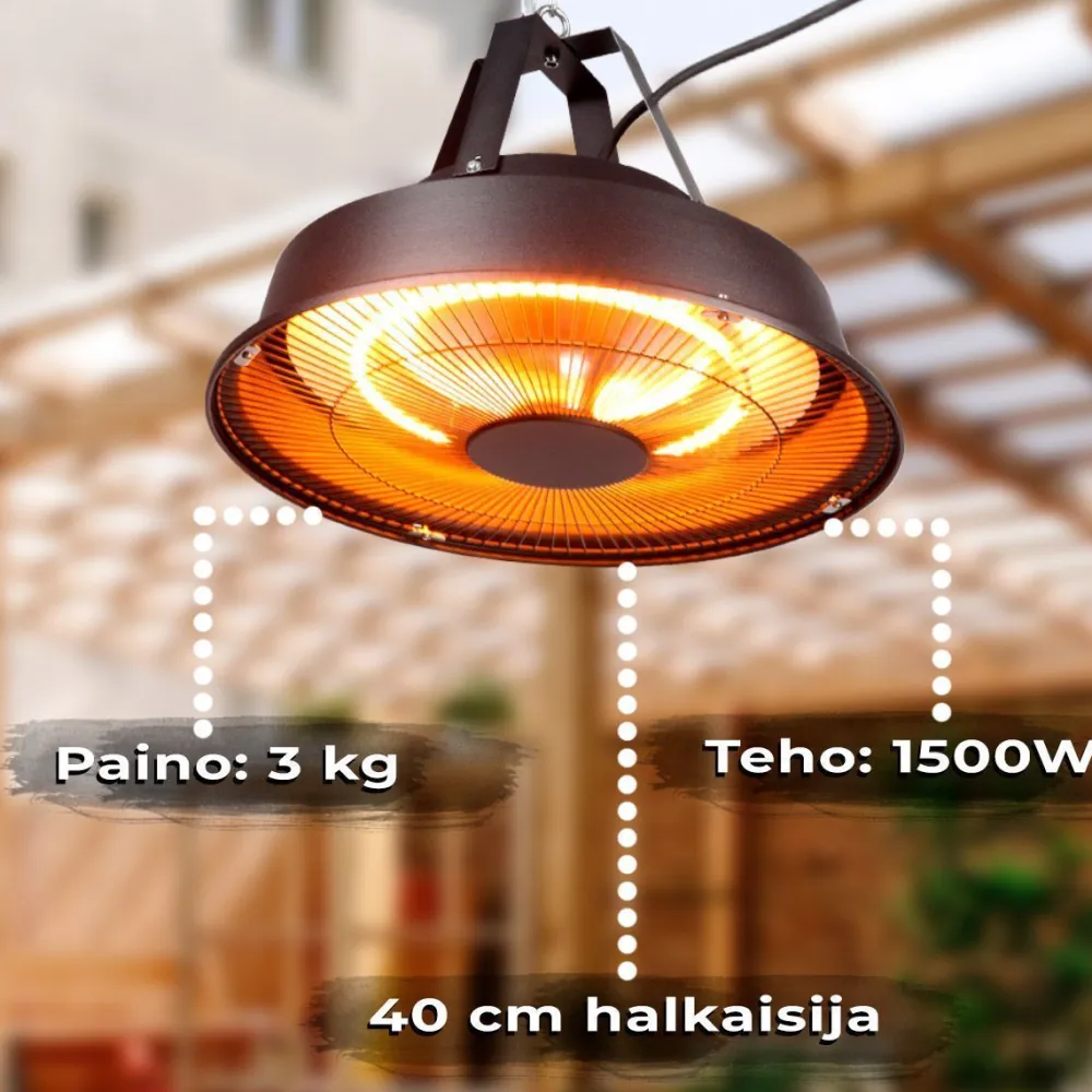 New Fornorth Terassilämmitin kattoon 1500W, musta