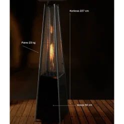 Fornorth Terassilämmitin Pyramid, 13kW kaasukäyttöinen, rosteri