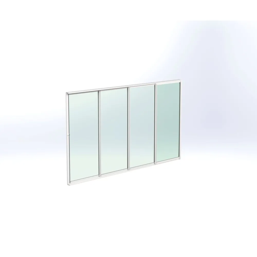 Keraplast Terassin lasiliukuovi 4-os. 2100x3800mm, kirkas/valkoinen, sisäpuolinen nuppilukitus