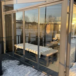 New Keraplast Terassin lasiliukuovi , kohtaava malli, 4-osainen, kirkas lasi, mittatilaus