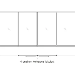 New Keraplast Terassin lasiliukuovi , kohtaava malli, 4-osainen, kirkas lasi, mittatilaus
