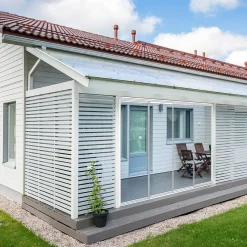 Keraplast Terassin lasiliukuovi , 4-os., valkoinen, kirkas lasi, mittatilaus