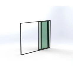 Clearance Keraplast Terassin lasiliukuovi 3-os. 2100x2870mm, kirkas/harmaa, sisäpuolinen nuppilukitus