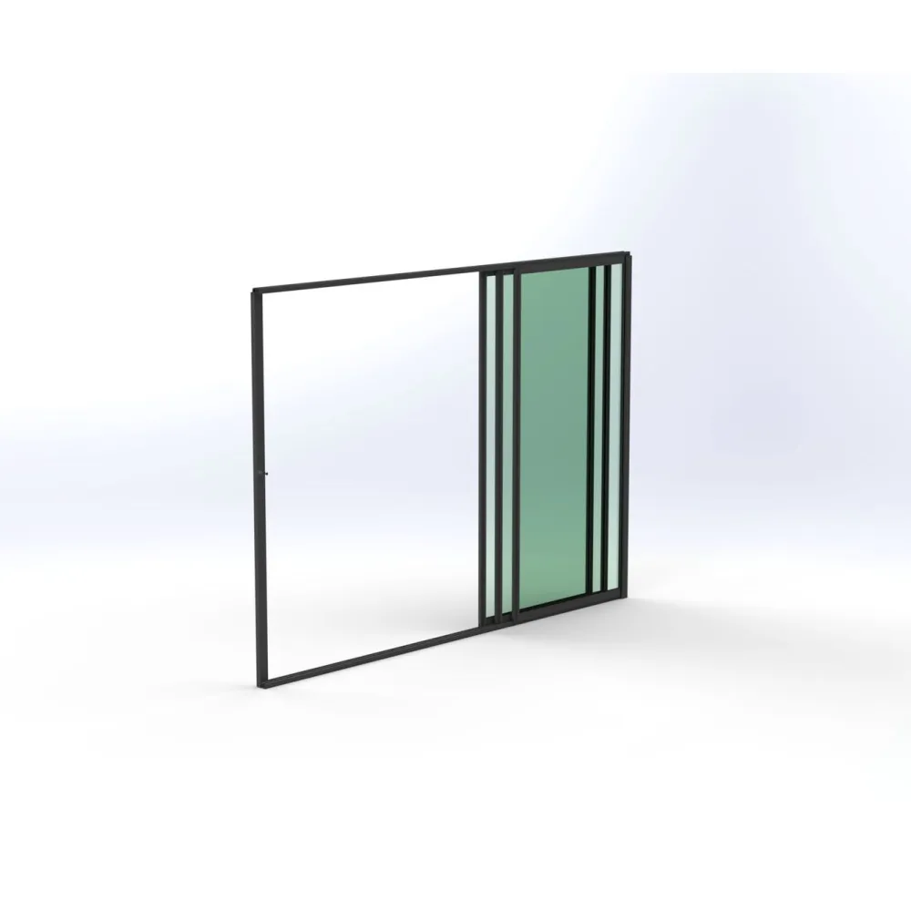 Clearance Keraplast Terassin lasiliukuovi 3-os. 2100x2870mm, kirkas/harmaa, sisäpuolinen nuppilukitus