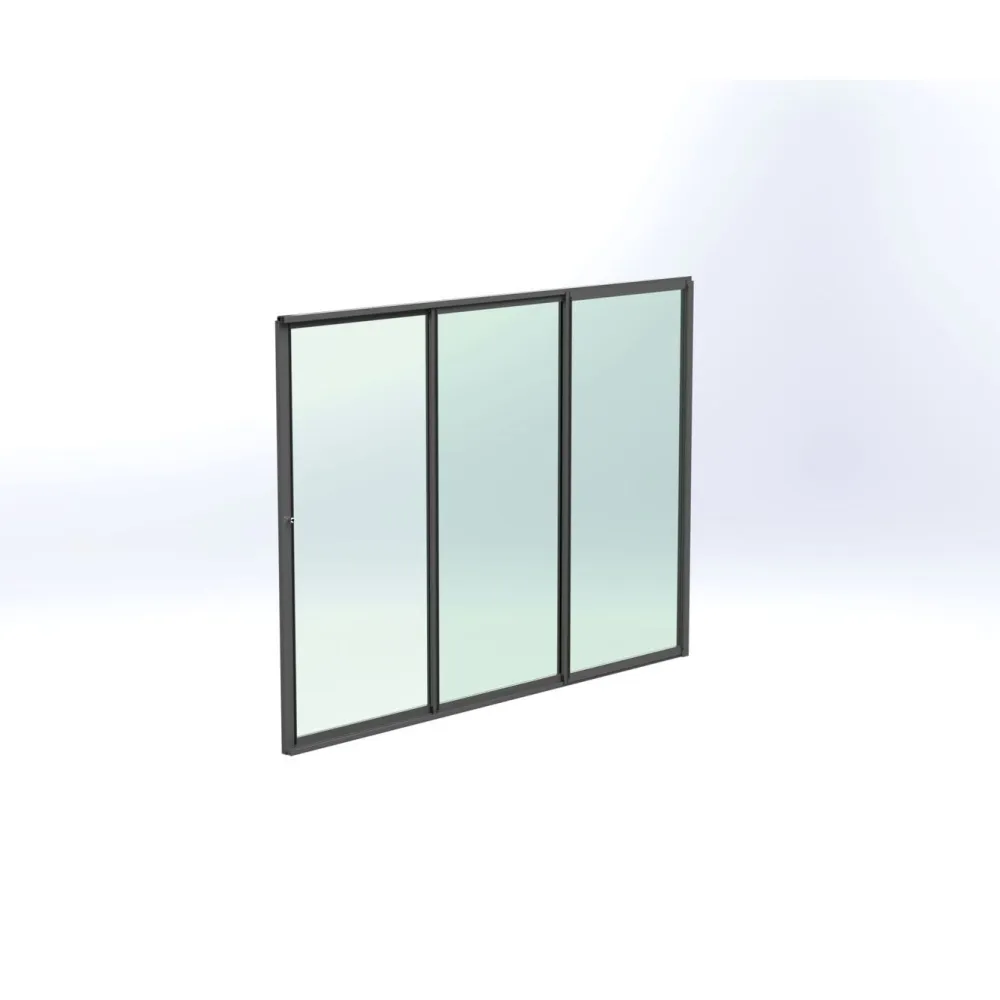 Clearance Keraplast Terassin lasiliukuovi 3-os. 2100x2870mm, kirkas/harmaa, sisäpuolinen nuppilukitus