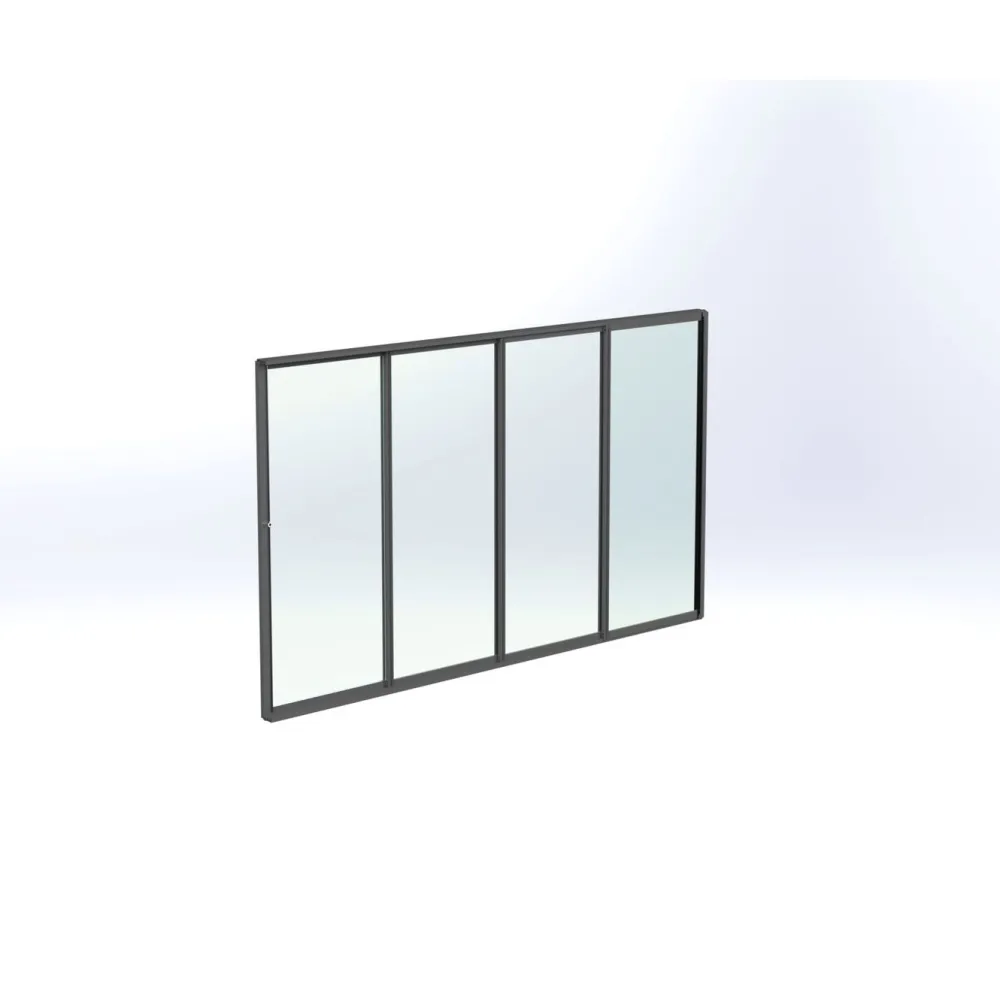Discount Keraplast Terassin lasiliukuovi 4-os. 2100x3800mm, kirkas/harmaa, sisäpuolinen nuppilukitus