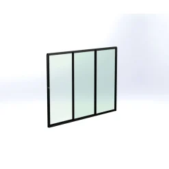 Online Keraplast Terassin lasiliukuovi 3-os. 2100x2870mm, kirkas/musta, sisäpuolinen nuppilukitus
