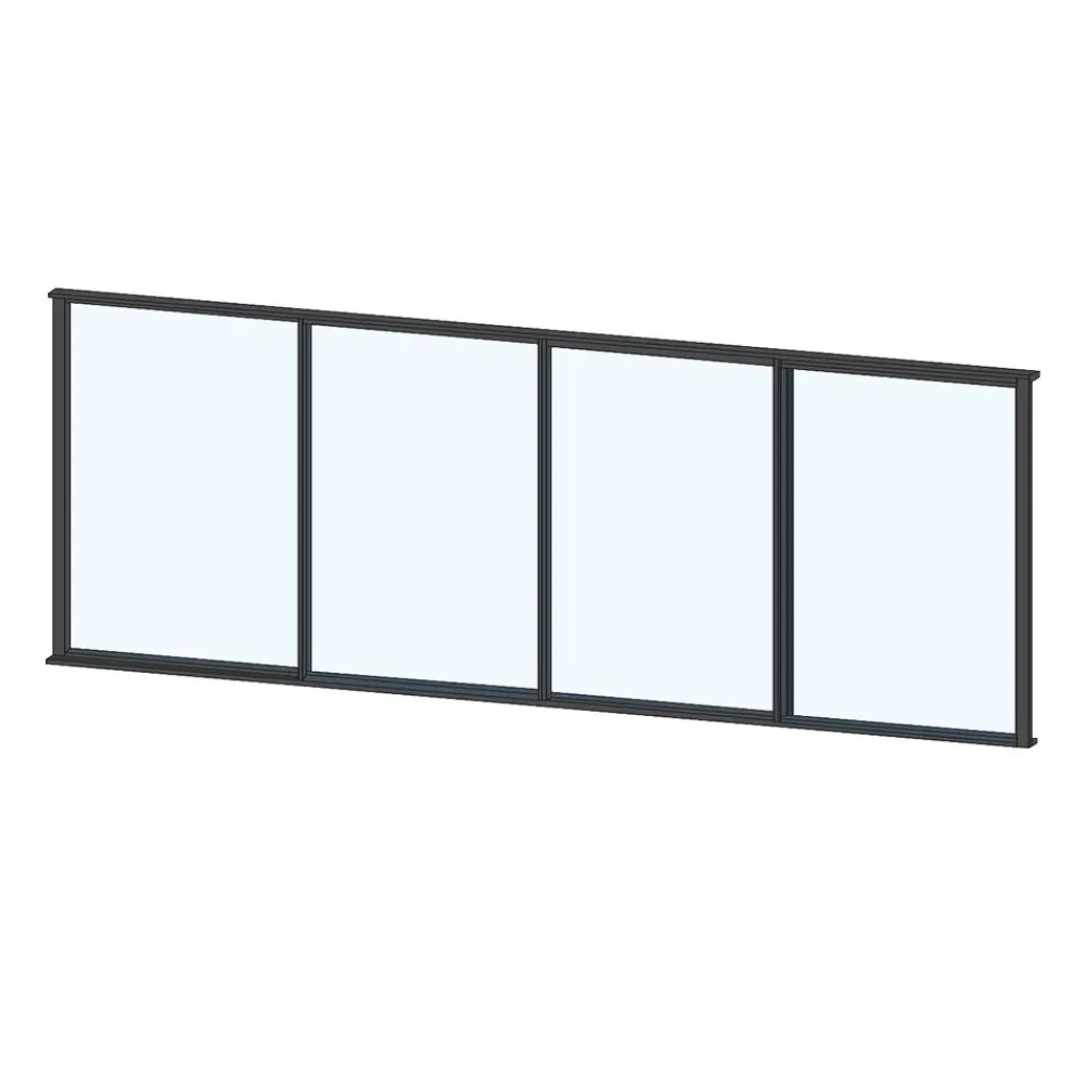 Best Keraplast Terassin liukulasi-ikkuna 4-os. 1100x3800mm, kirkas/musta