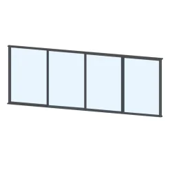 Clearance Keraplast Terassin liukulasi-ikkuna 4-os. 1100x3800mm, kirkas/harmaa