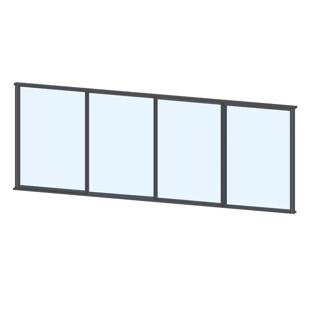 Clearance Keraplast Terassin liukulasi-ikkuna 4-os. 1100x3800mm, kirkas/harmaa