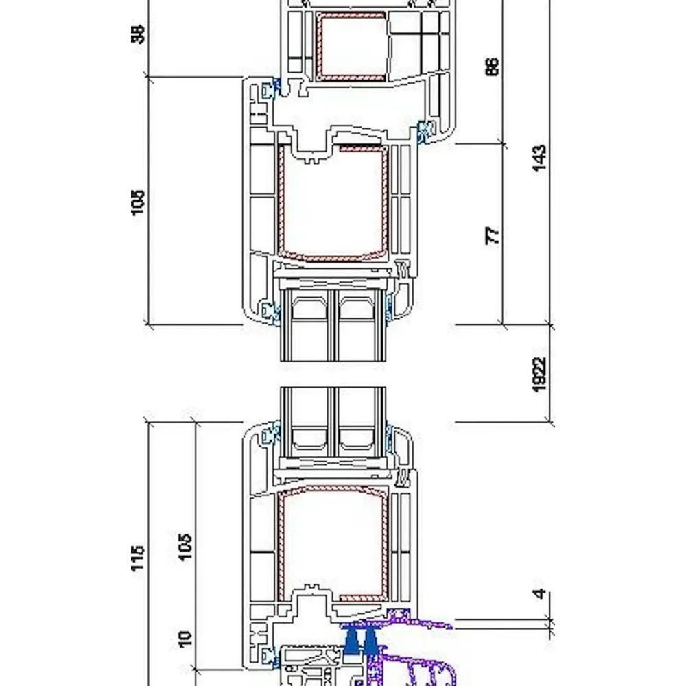 Clearance Seicom Terassin liukuovi Portal PSK 200Z A 3K, PVC, 2-osainen, 3-lasinen mittatilausovi